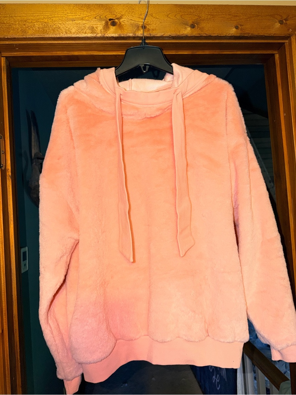 Easel Plush Hooded Fleece Pullover in Pink
